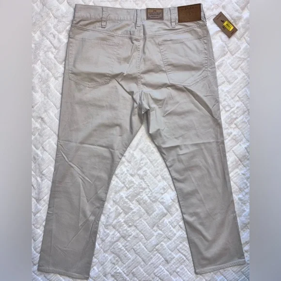 Polo Ralph Lauren Surplus Khaki Varick Slim Fit Sateen Stretch Pants 36W NWT - Picture 5 of 9